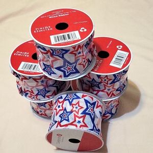 6 Spools Red/White Blue Stars Ribbon